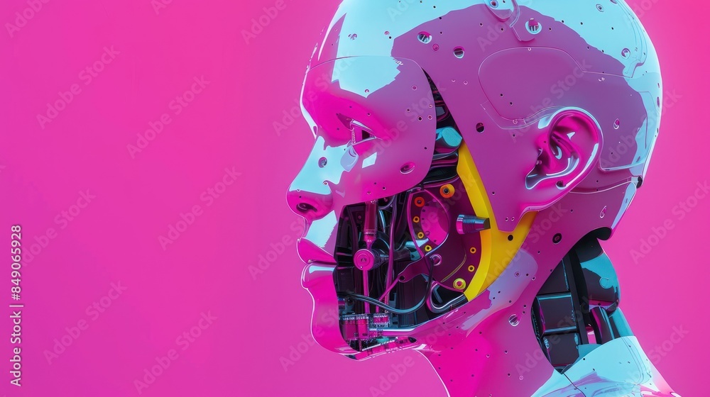 Obraz premium Android with face obscured by blurred square