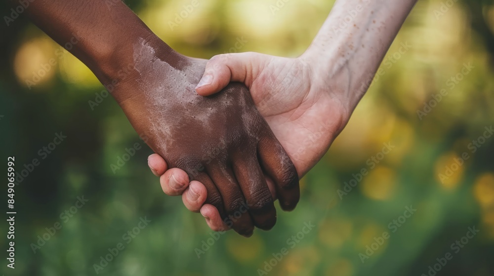 Interracial black and white handshake, NO racism Interracial black and white handshake, NO racism