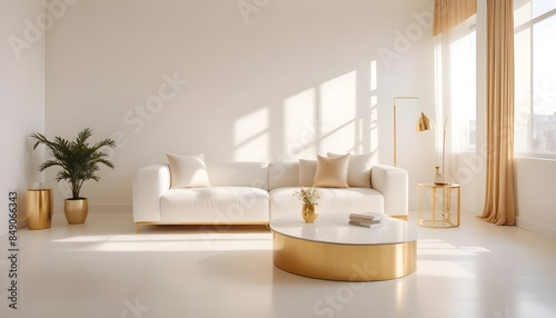 white and gold theme modern interior
