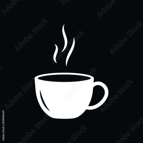 Coffee cup with black background icon set. Cups of coffee tea symbol collection. Vector Illustration.