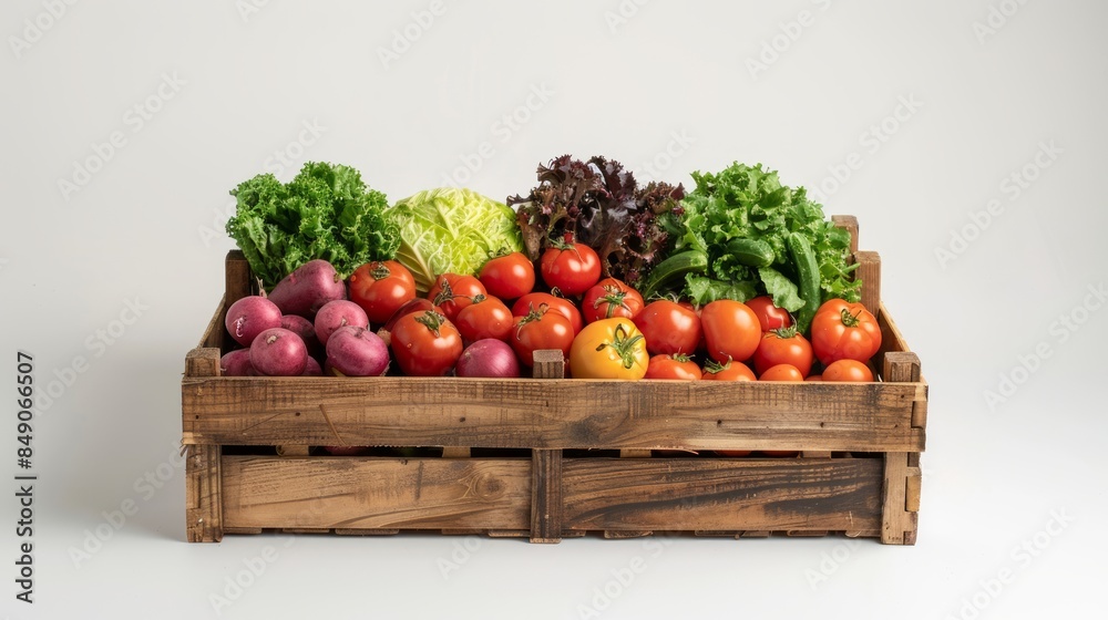 Fresh Vegetables in a Wooden Crate Fresh Vegetables in a Wooden Crate