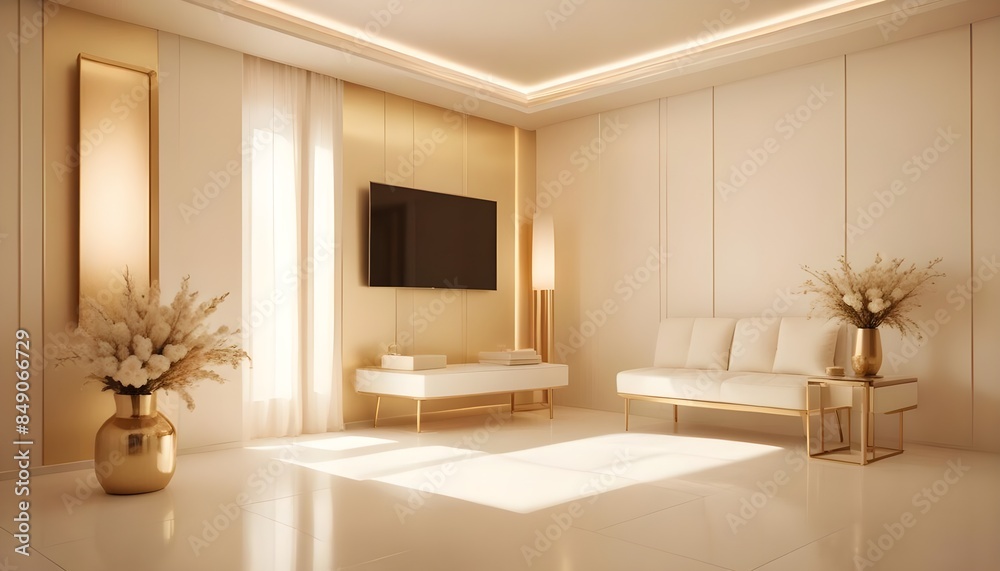 white and gold theme modern interior