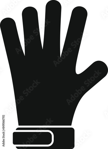 Black silhouette icon of a goalkeeper wearing gloves showing five fingers up