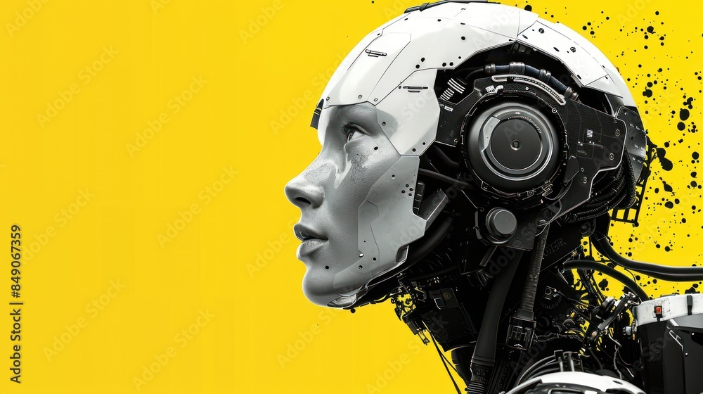 Half-face of a robot with artistic design Half-face of a robot with artistic design