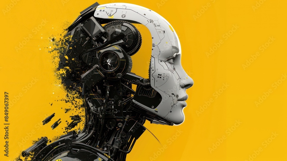 Partial cyborg with paint splash Partial cyborg with paint splash