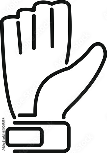 Line drawing of a goalkeeper glove protecting a hand
