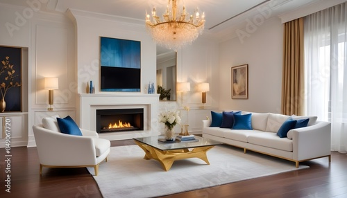 white and gold theme modern interior