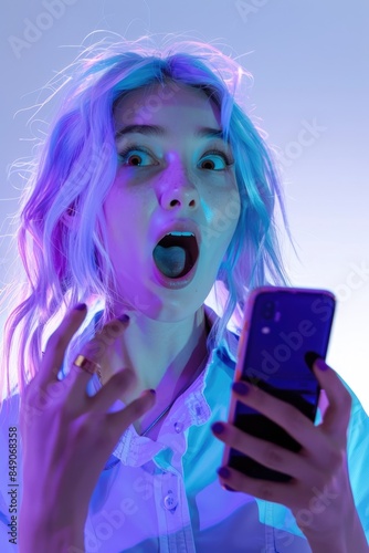 A young excited woman holdi...