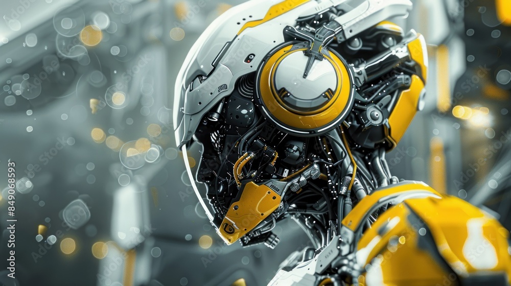 Fototapeta premium Full-frontal cyborg with intricate design