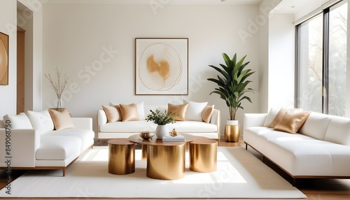 white and gold theme modern interior