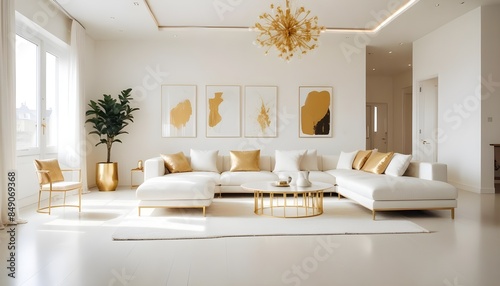 white and gold theme modern interior