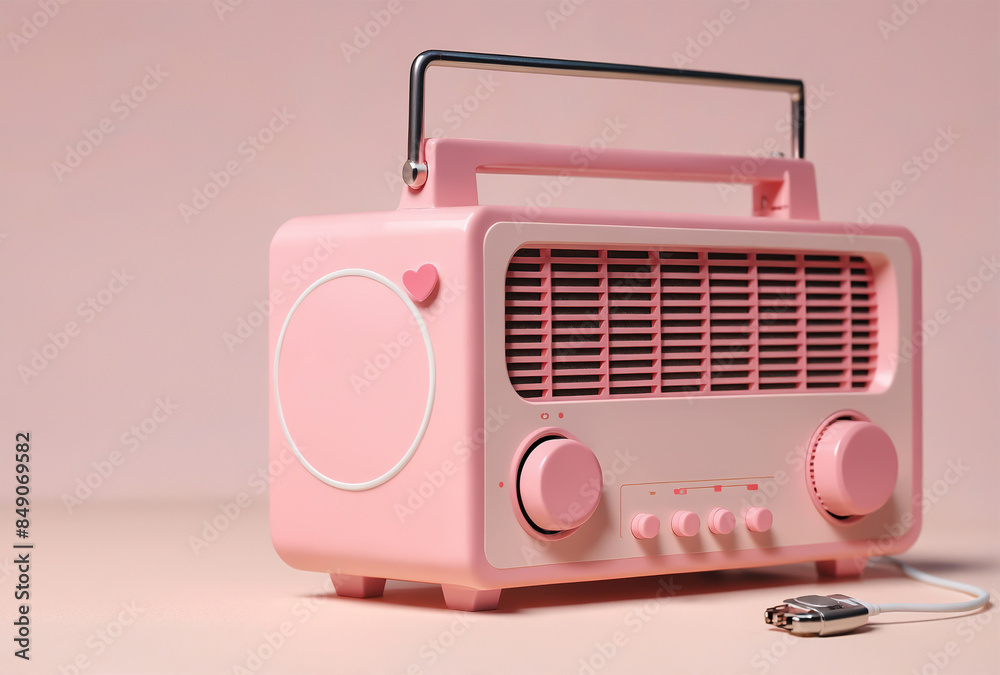 Fototapeta premium pink receiver, radio