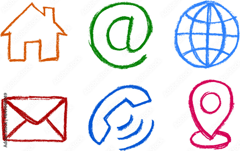 Web Related Icons Chalk Crayon Drawing Web Related Icons Chalk Crayon Drawing