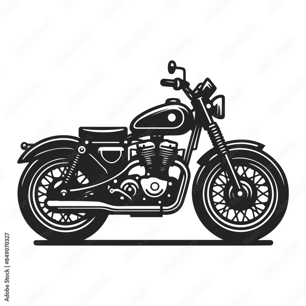 Obraz premium Monochrome Motorcycle Silhouette Vector Design for Illustrations