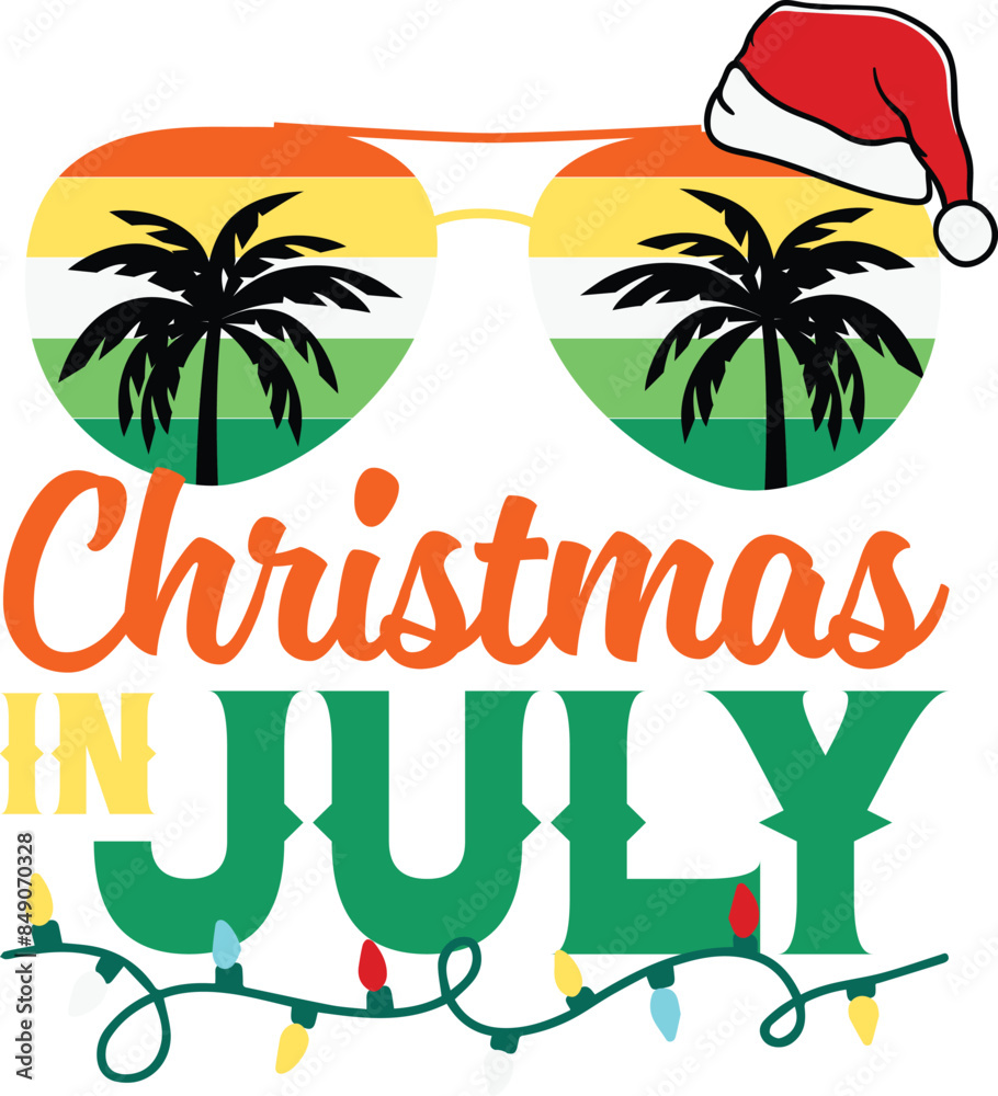 Obraz premium Christmas In July T-shirt Design, Christmas In July SVG Design, Christmas In July shirt, Christmas shirt, Funny Christmas, Funny Christmas In July, Holiday Christmas T-shirt