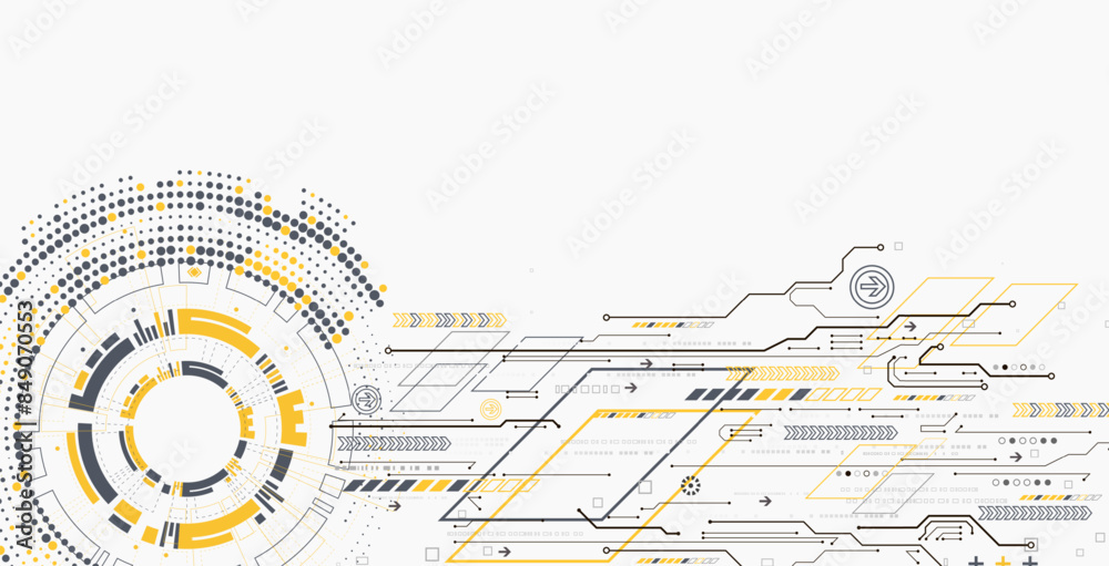 Scientific and technological concept with the use of technical elements formed in the shape of a circle. Vector illustration. Scientific and technological concept with the use of technical elements formed in the shape of a circle. Vector illustration.