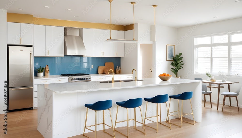 white and gold theme modern interior
