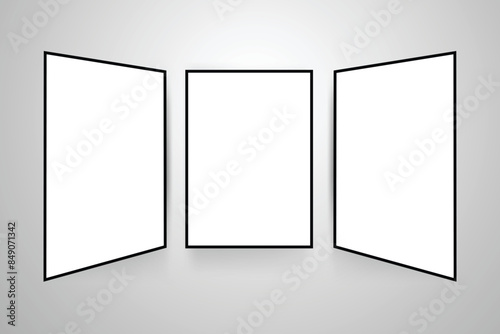 White posters with black frame mockup