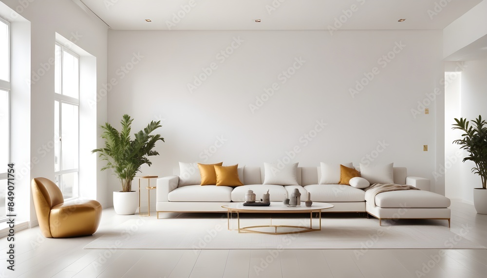 white and gold theme modern interior