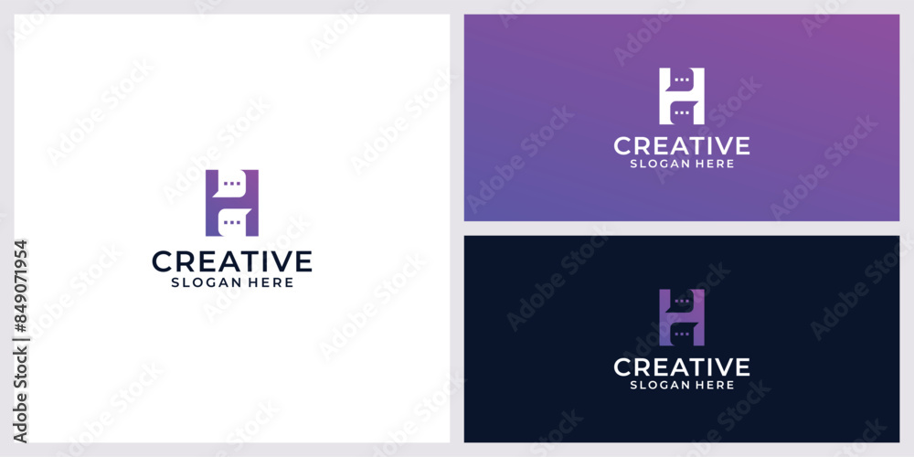 Letter H logo combination with chat icon talk vector symbol Letter H logo combination with chat icon talk vector symbol