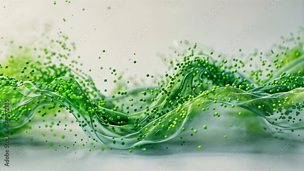 Abstract background or wallpaper with smooth liquid dynamic shapes, green wave. Generative AI Abstract background or wallpaper with smooth liquid dynamic shapes, green wave. Generative AI