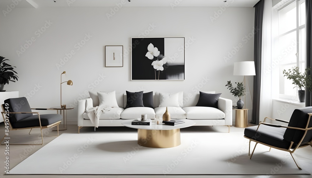 white and gold theme modern interior