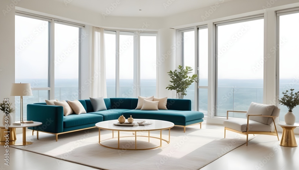 Fototapeta premium white and gold theme modern interior