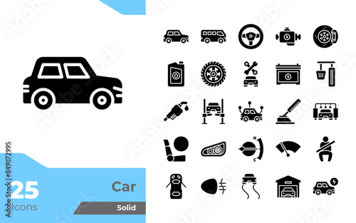 Car Solid Icons Set