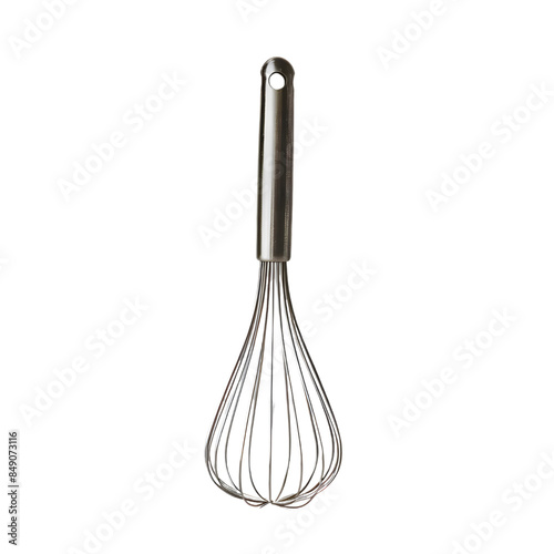 Metal Whisk egg beater on transparent background 
