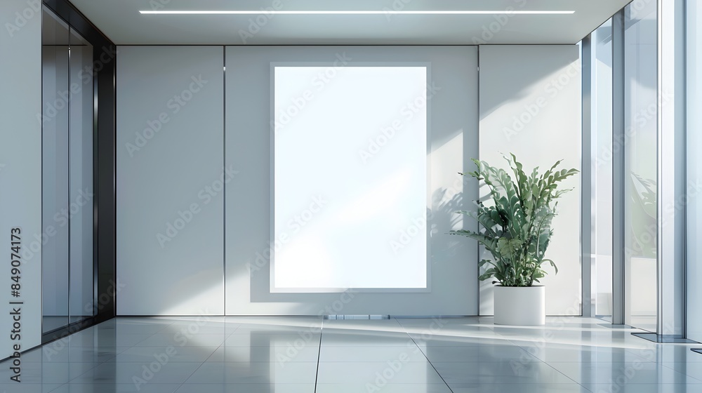 Fototapeta premium Sleek Minimal Advertising Display in Bright Interior
