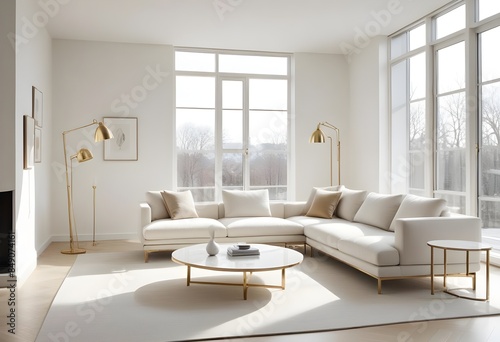 white and gold theme modern interior