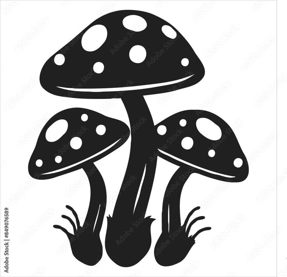 Mushroom Black and White Icon Vector illustration Mushroom Black and White Icon Vector illustration