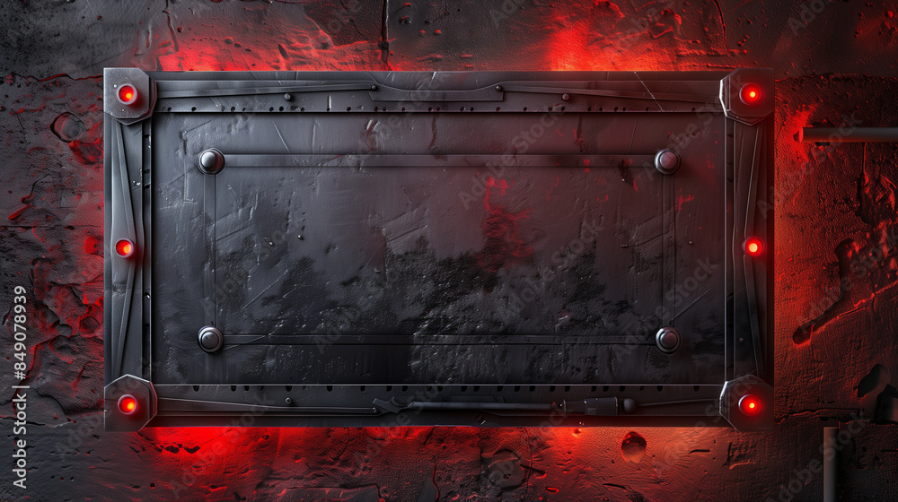 A black and red technically-inspired background with an empty rectangle in the center, featuring intricate circuit patterns for a futuristic look.