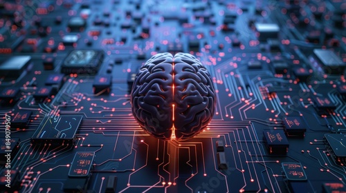 The human brain displays intelligent thinking processing.