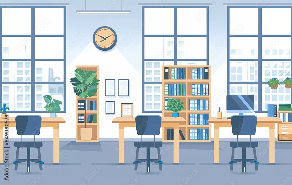 Empty modern office interior in flat design style Empty modern office interior in flat design style