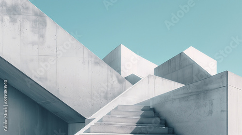 Visually Stunning Minimalistic Architecture Desktop Wallpaper Featuring Simple Shapes  Lines  and Colors with Abstract Elements and Negative Space for Depth and Visual Interest