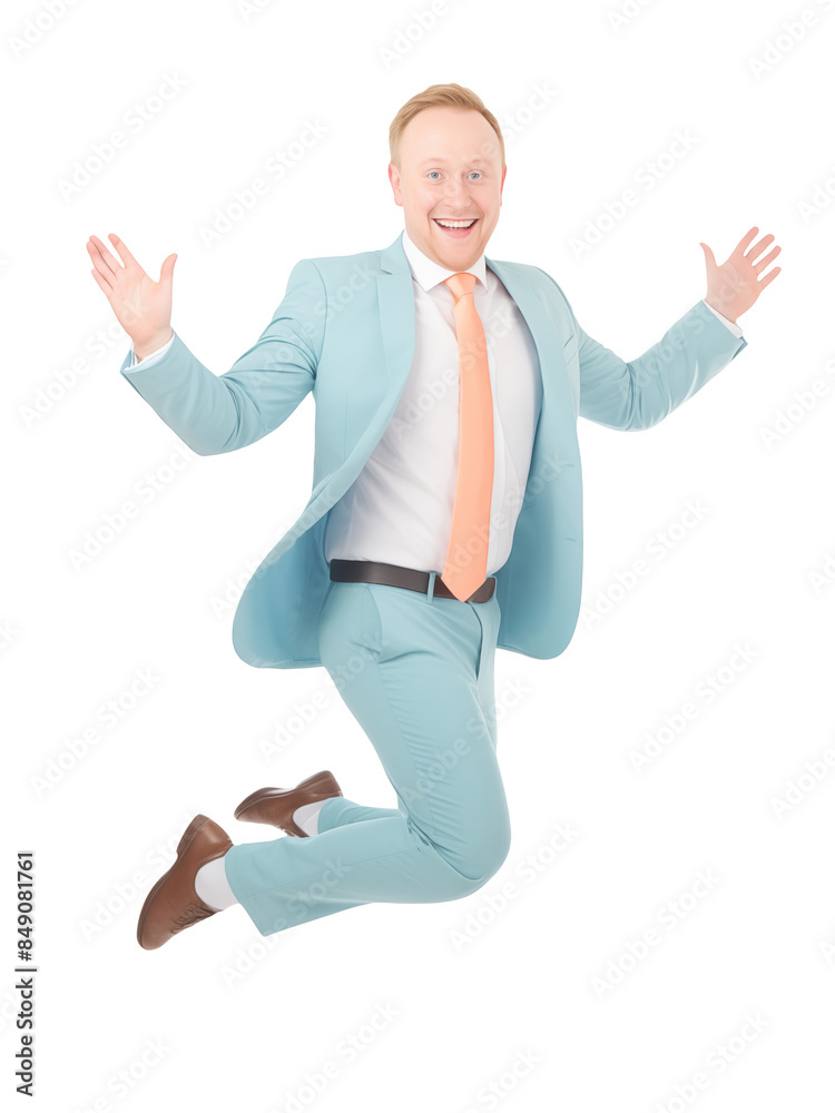 Happy businessman jumping. Transparent background. Happy businessman jumping. Transparent background.