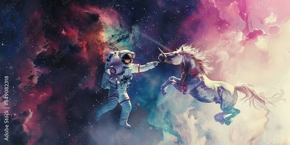 Space Explorer on Horse in the Galaxy Space Explorer on Horse in the Galaxy