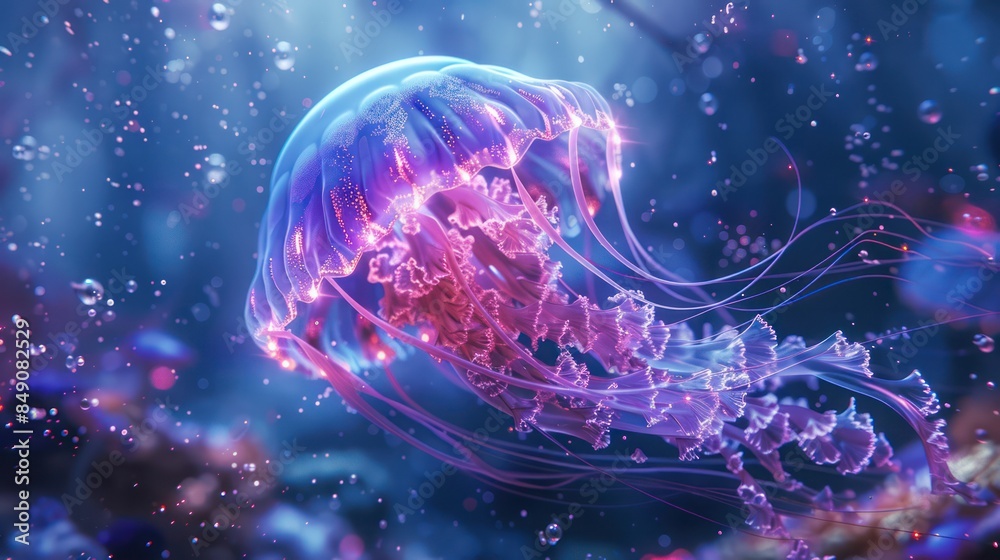 Neon glowing jellyfish Neon glowing jellyfish