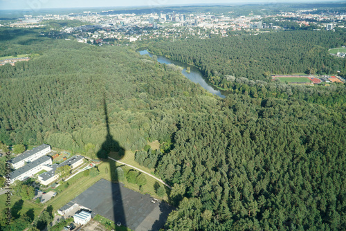 Aerial view on Vilija River in Vilnius, Lithuania