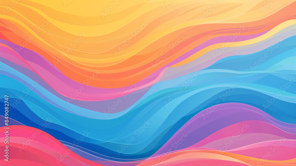 A subtle, wavy pattern that is richly filled with intense colors. Thanks to its fluid form and various shades, this pattern adds dynamics and depth to the space.
