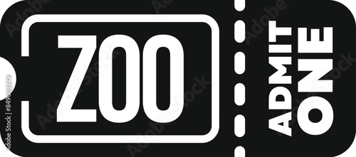 Black and white icon of a zoo ticket allowing one person entry