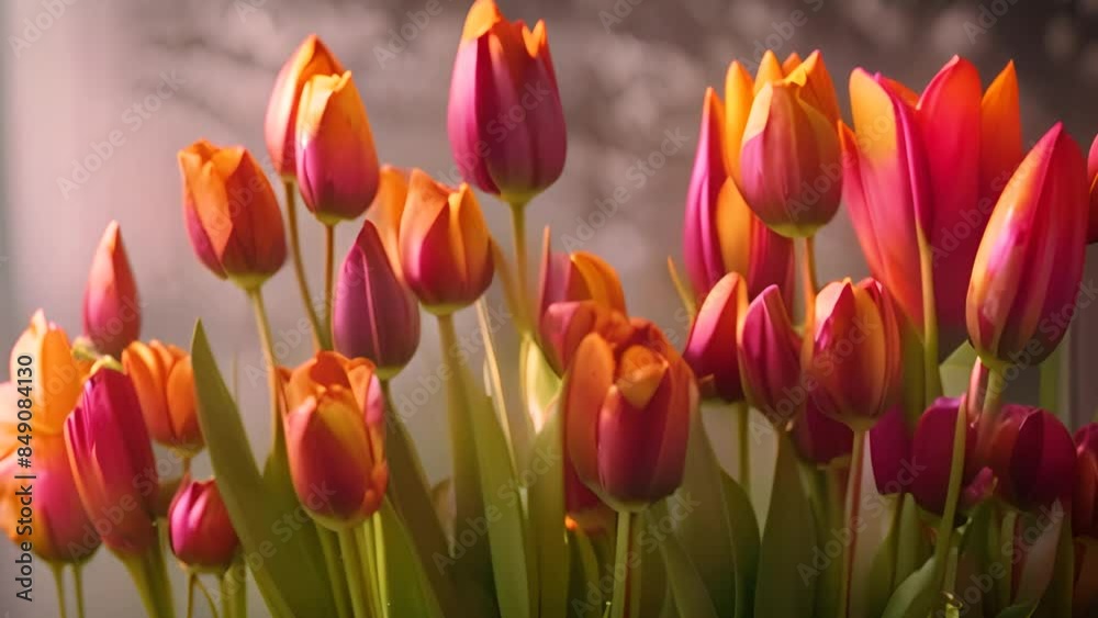 Red and Yellow Tulips in Bloom Generative AI Red and Yellow Tulips in Bloom Generative AI