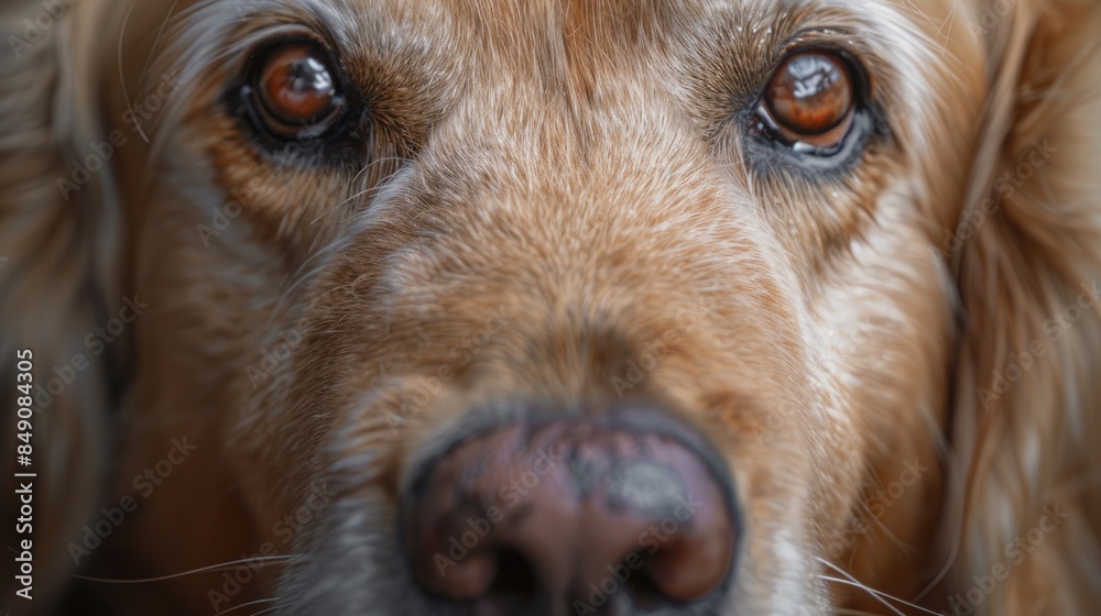 Φωτογραφία Macro photograph of a golden retriever dog s melancholic gaze