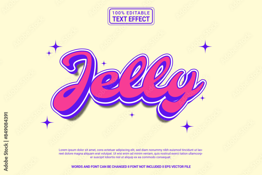 Editable text effect Jelly 3d cartoon template style modern premium vector Editable text effect Jelly 3d cartoon template style modern premium vector