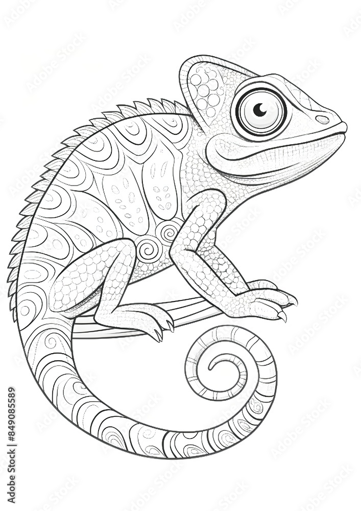 Obraz premium Coloring page from the Zoo Animal series - Chameleon