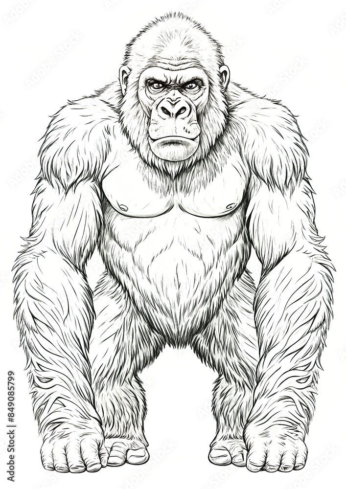Fototapeta premium Coloring page from the Zoo Animal series - Gorilla