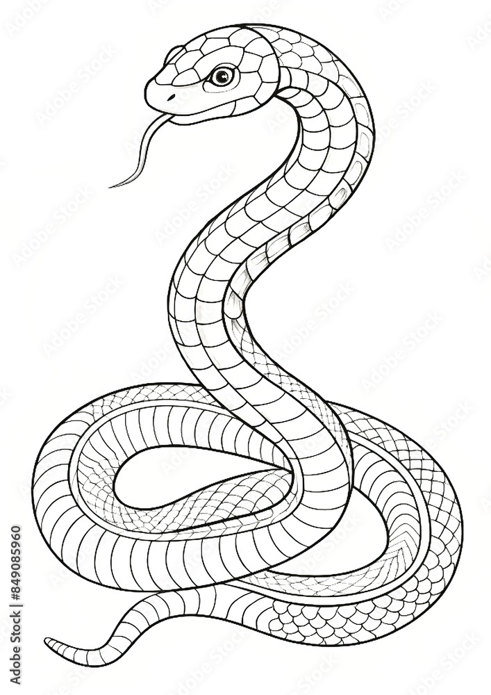 Fototapeta premium Coloring page from the Zoo Animal series - Snake