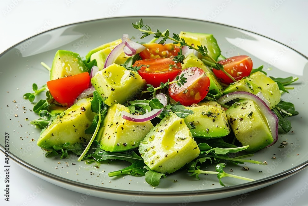 Tasty Avocado Salad with Fresh Watercress and Red Leaf Lettuce Tasty Avocado Salad with Fresh Watercress and Red Leaf Lettuce