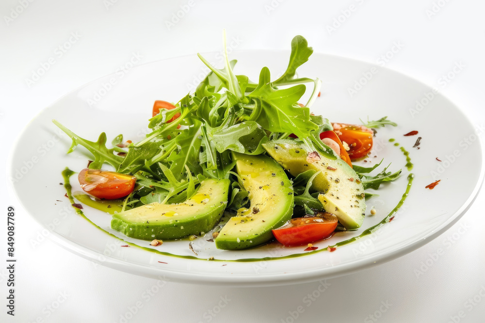 Beautifully Plated Avocado Salad with White Vinegar Dressing Beautifully Plated Avocado Salad with White Vinegar Dressing
